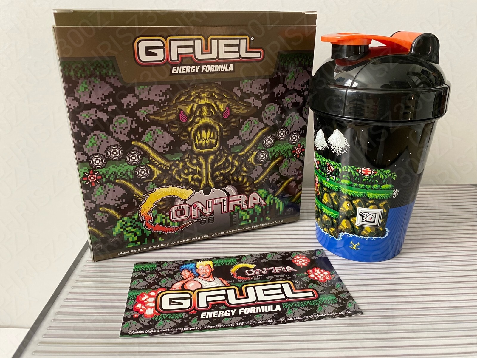 GFUEL Contra Rapid Fire Collector’s Box + Shaker Cup & Sticker ONLY G FUEL