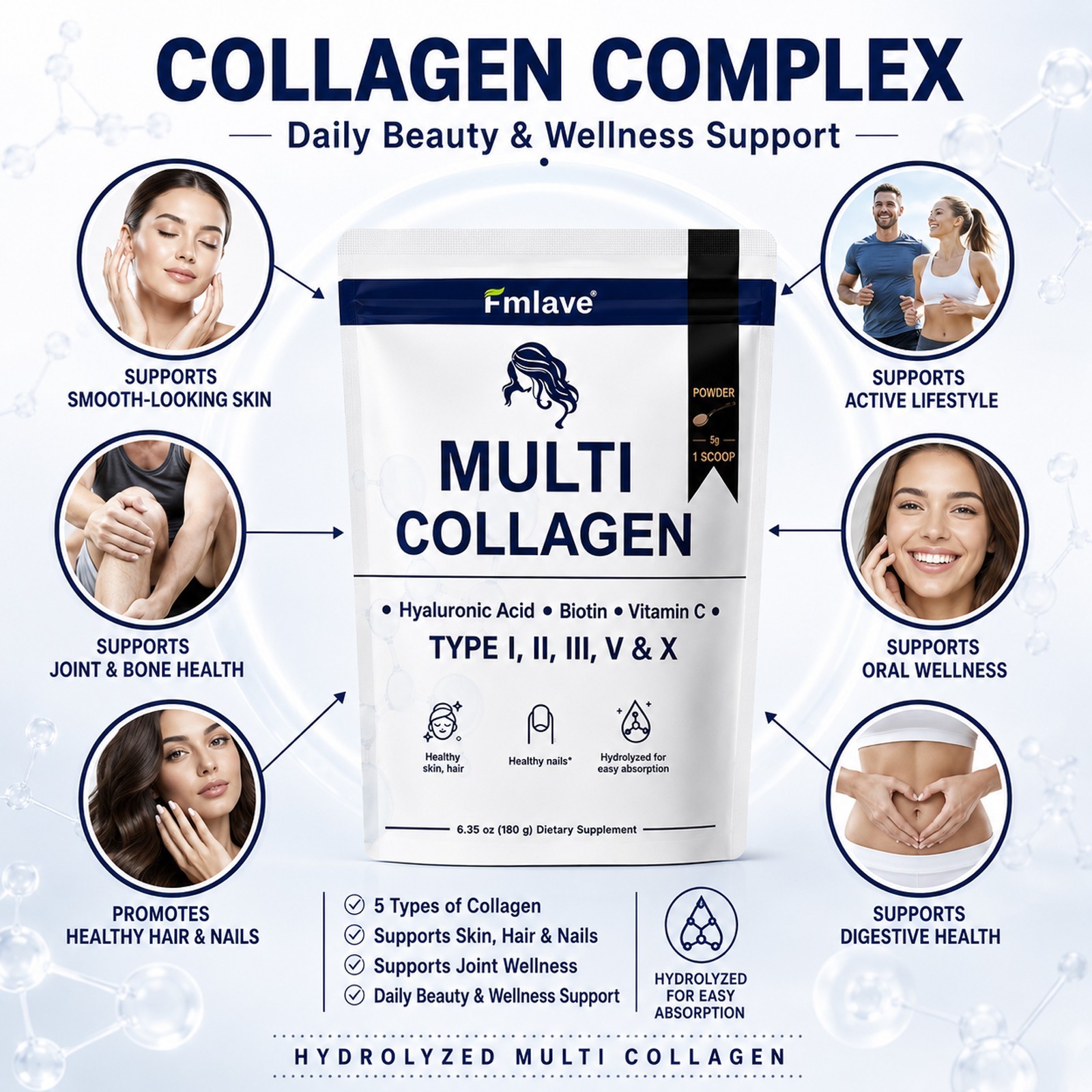 Creatine for Women + Collagen Peptides 5G Each – Muscle, Beauty, Performance 2pc