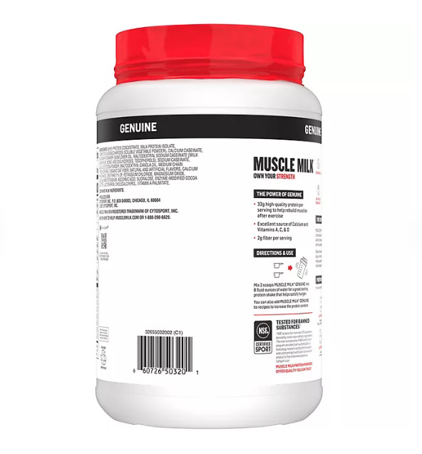 Muscle Milk Genuine 32g Whey Protein Powder, Chocolate 2.47 lbs.