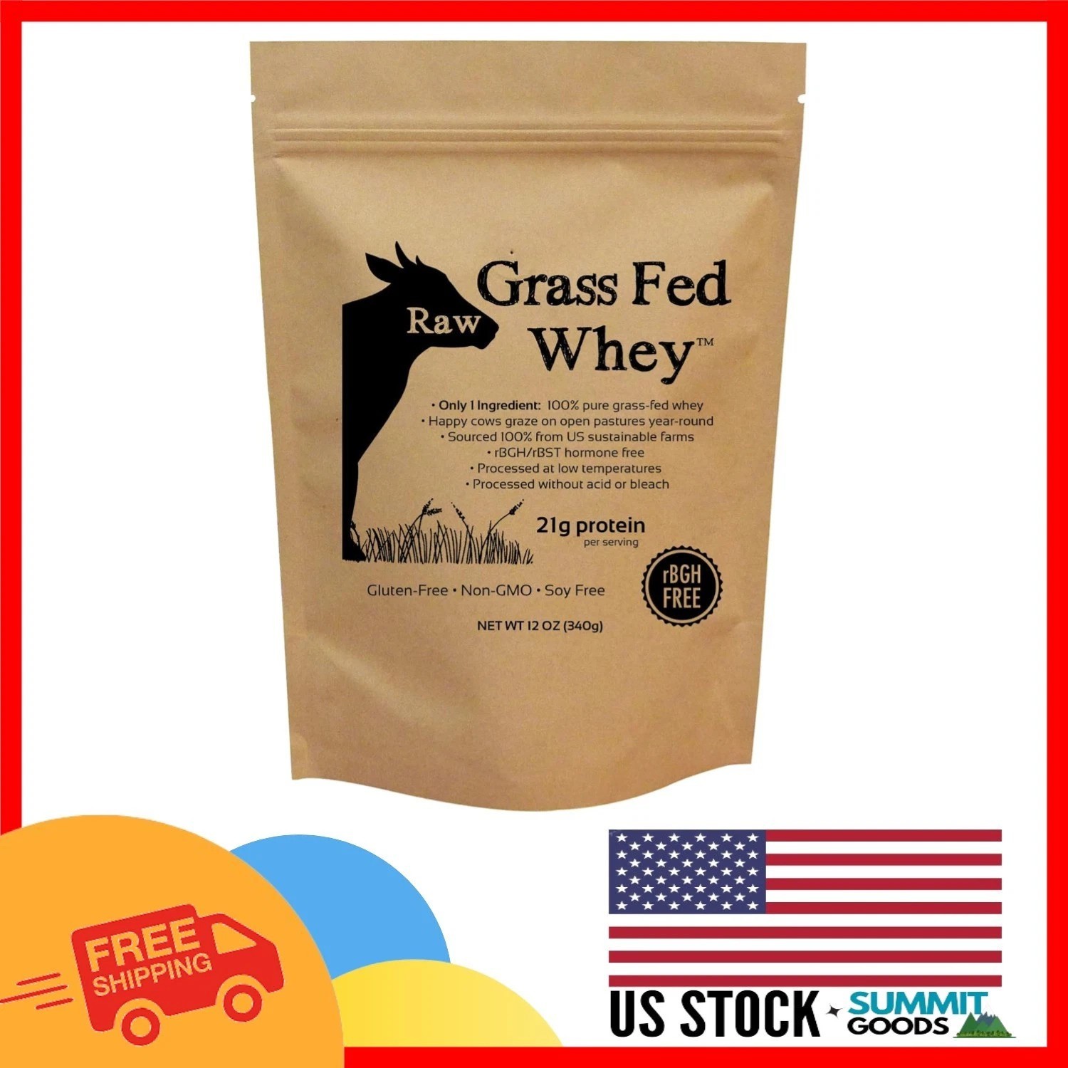 Versatile Unflavored Grass-Fed Whey Protein – 12 oz, Perfect for Smoothies
