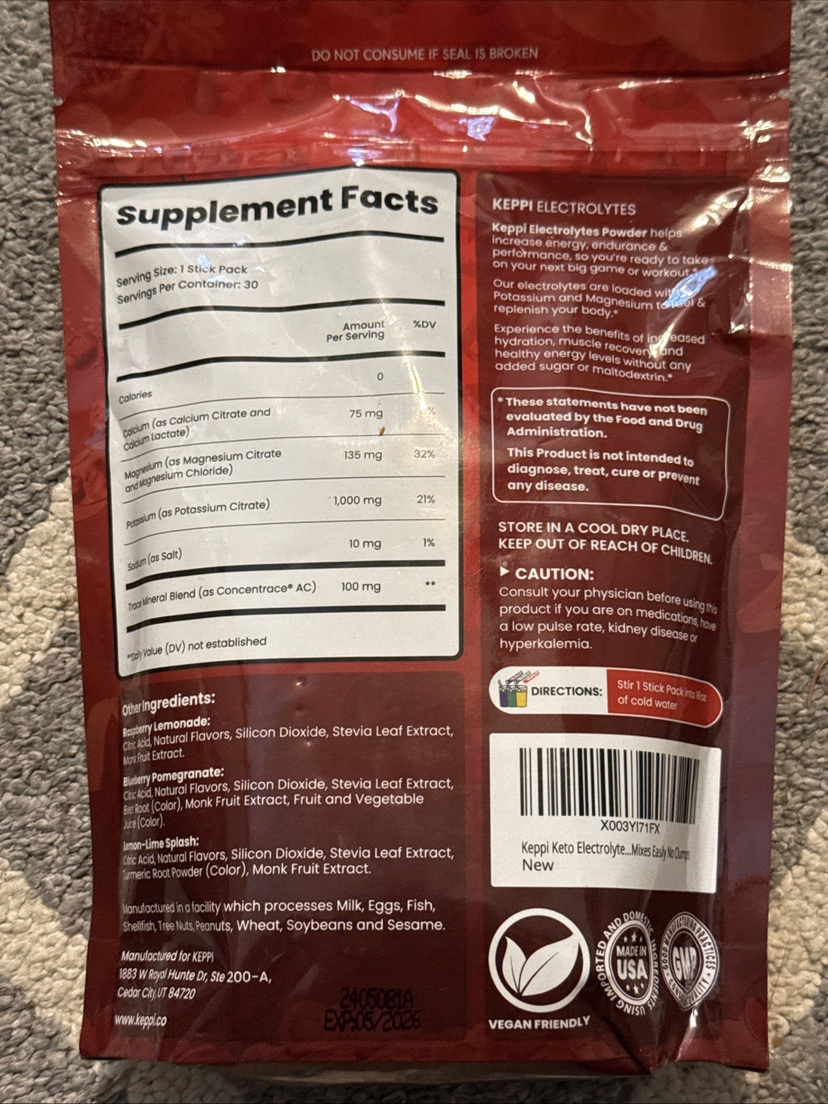 Keppi Keto Electrolytes Powder Packets Variety | No Sugar or Carbs, 30 ct