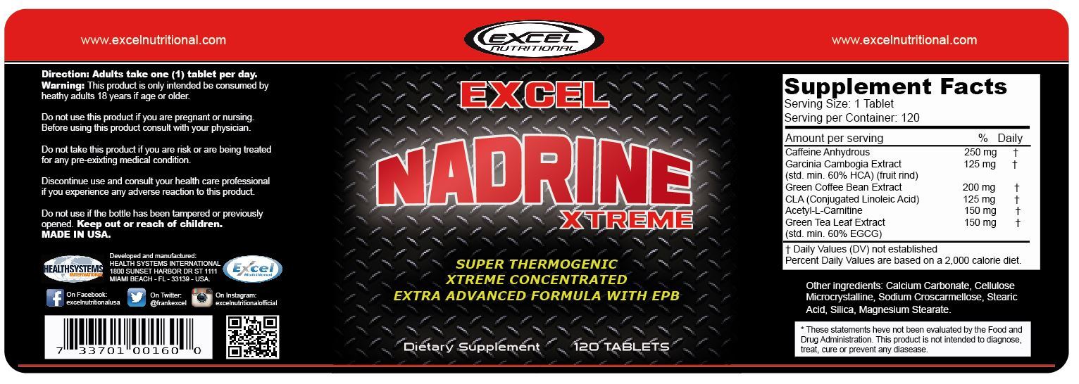 EXCEL NADRINE WEIGHT LOSS/FAT BURNER,120 TABLETS, EXTRA STRENGTH. NEW FORMULA.