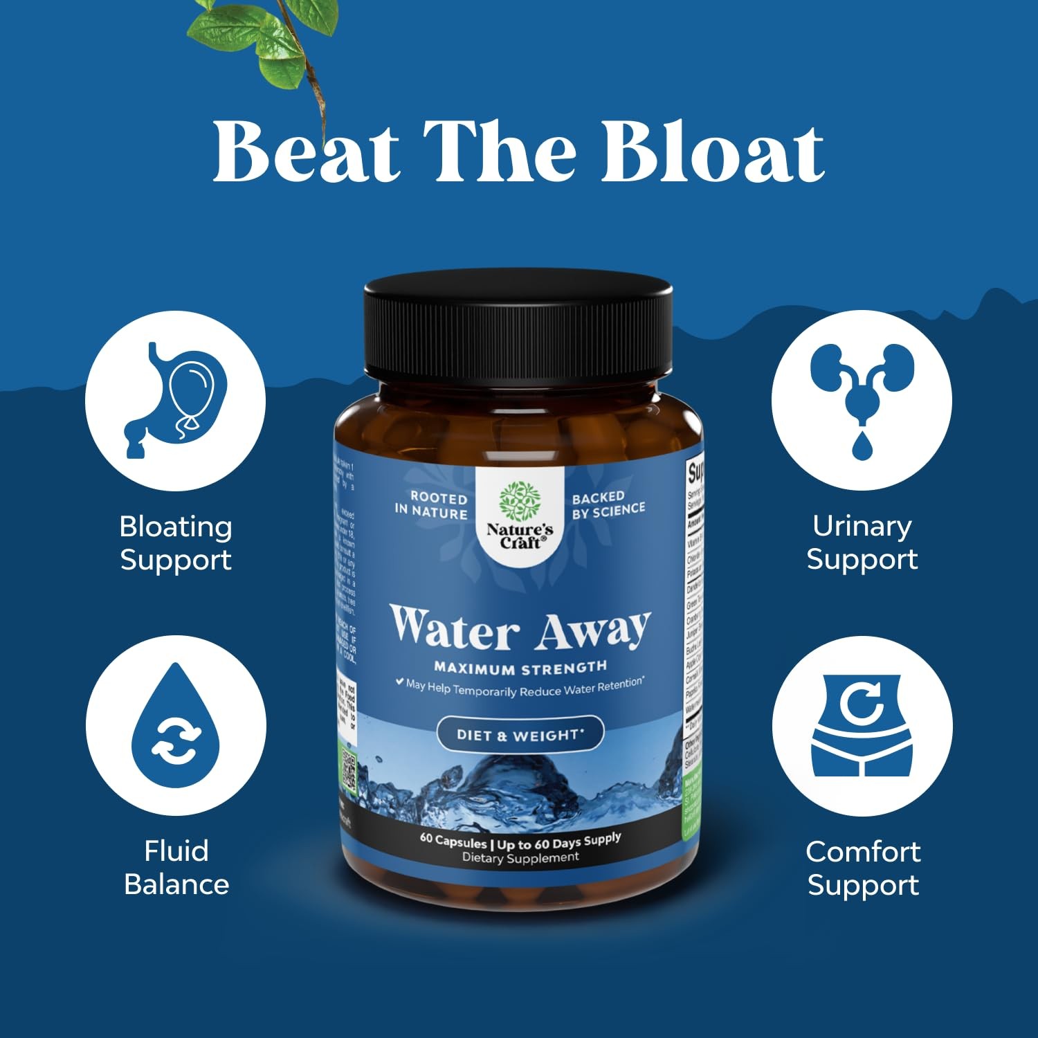 Natures Craft Water Away Herbal Diuretic Pills – Supplement