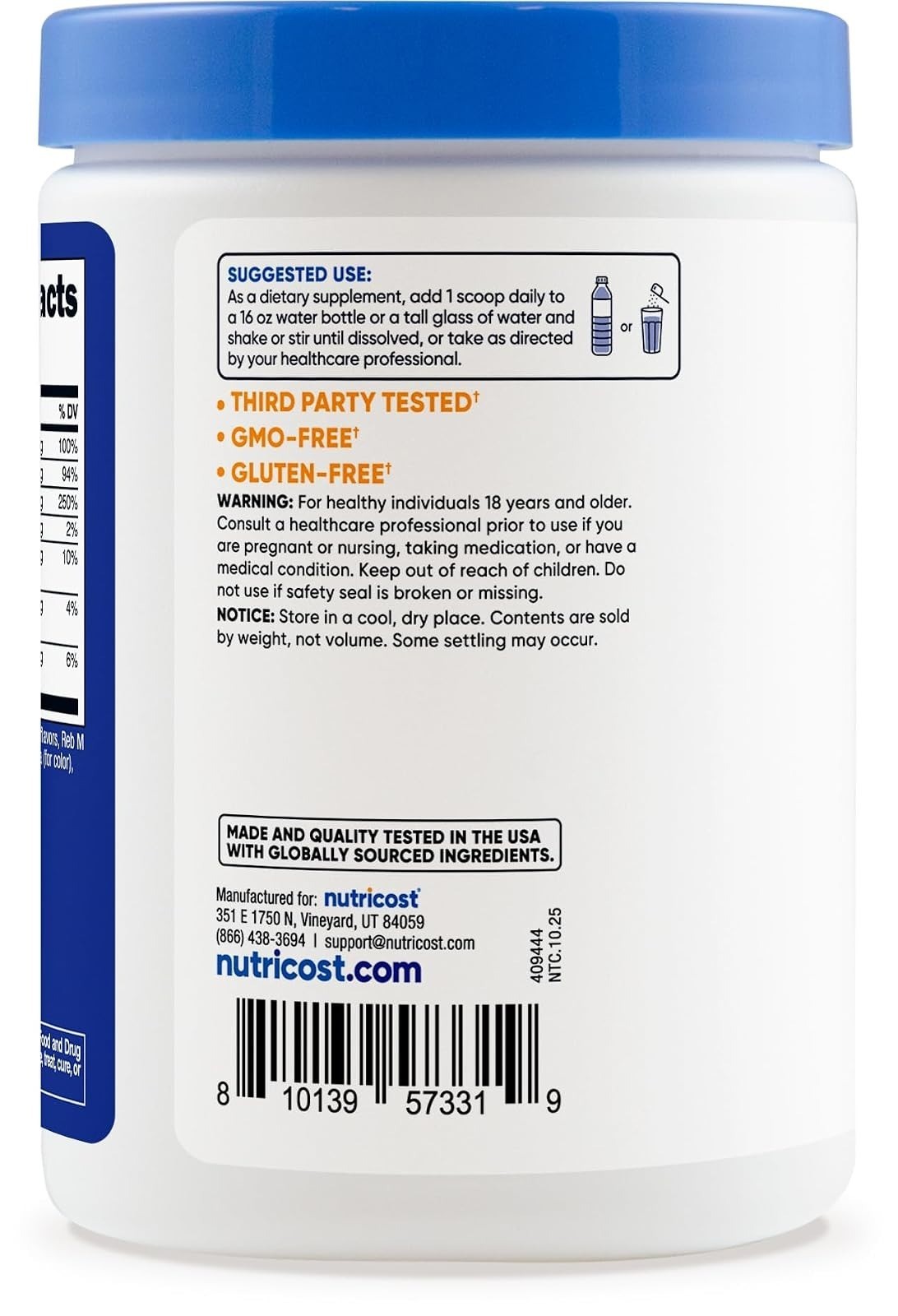 Nutricost Electrolyte Complex Powder 60 Servings Blue Raspberry
