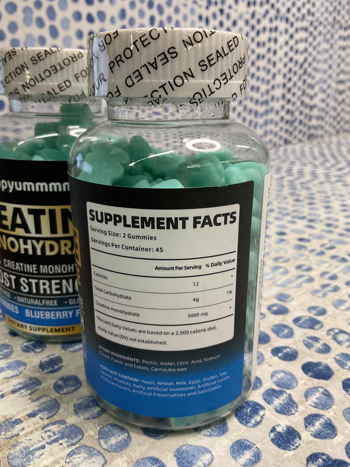 Happyummmm Creatine Monohydrate Gummies 5000mg Boost Strength Blueberry EX 10/26