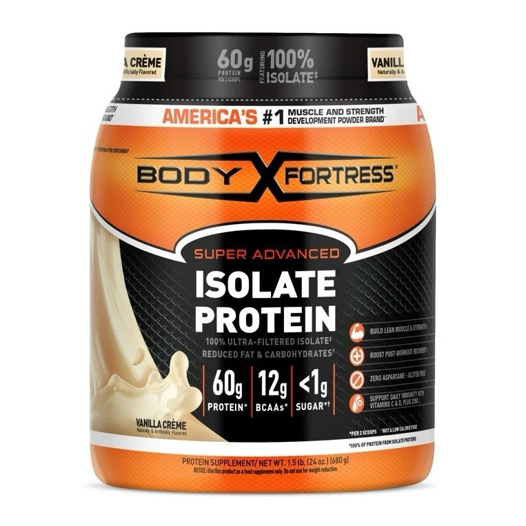 Body Fortress Isolate Protein Powder Vanilla Crème 1.5 lb Gluten-Free