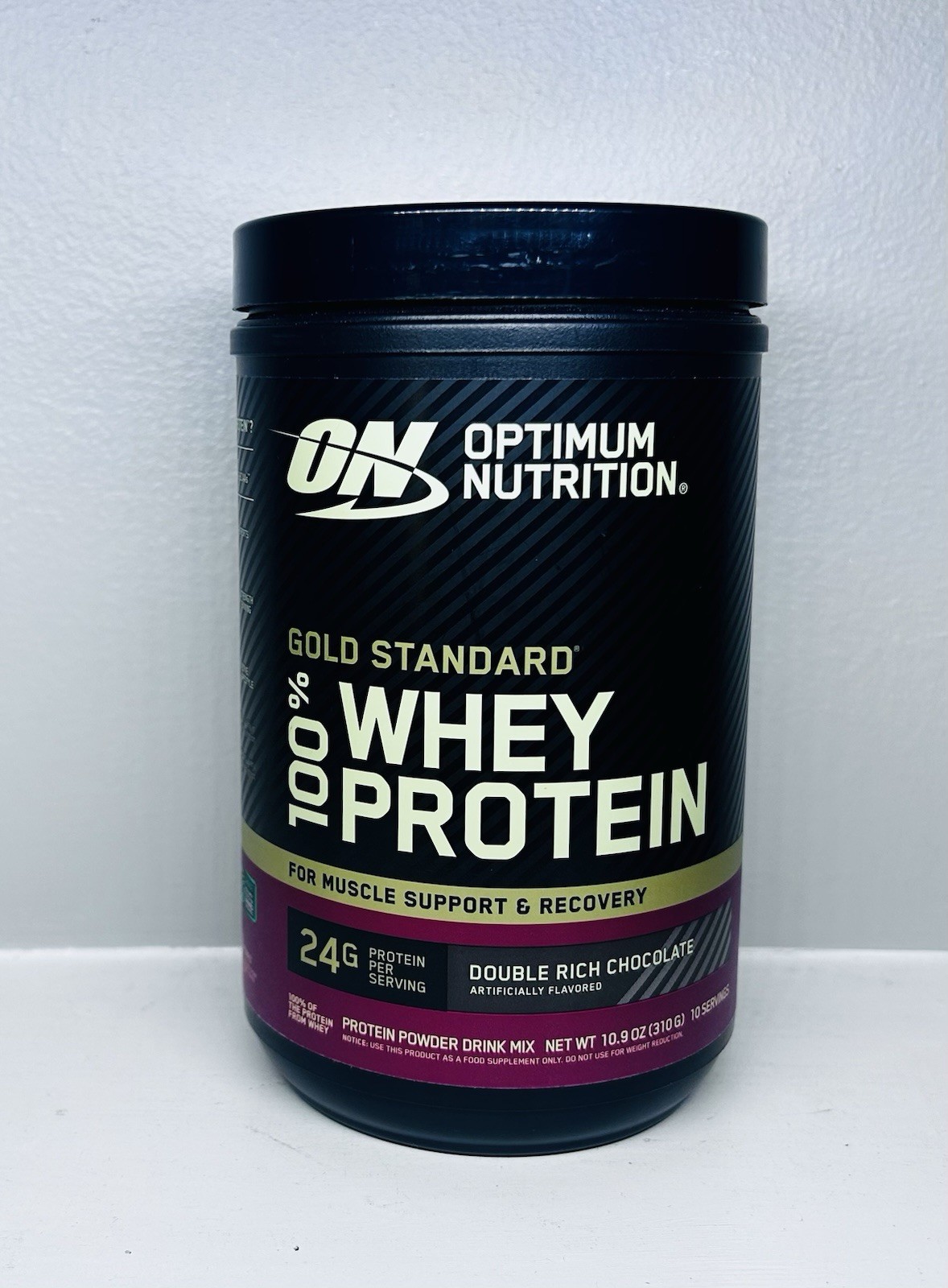ON optimum Nutrition 100% Whey Protein Double Rich CHOCLATE 10.9oz Ex 12/12/2026