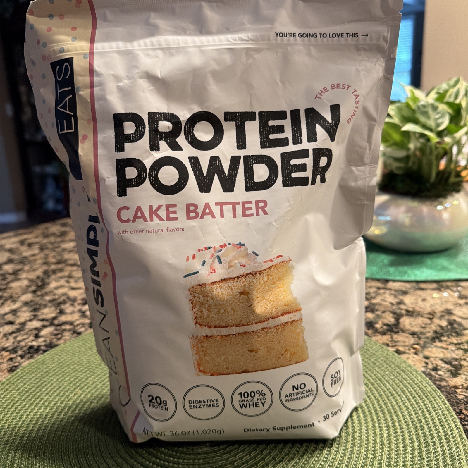 Clean Simple Eats Cake Batter Protein Powder 36 oz / 30 Servings 100% Grass Fed