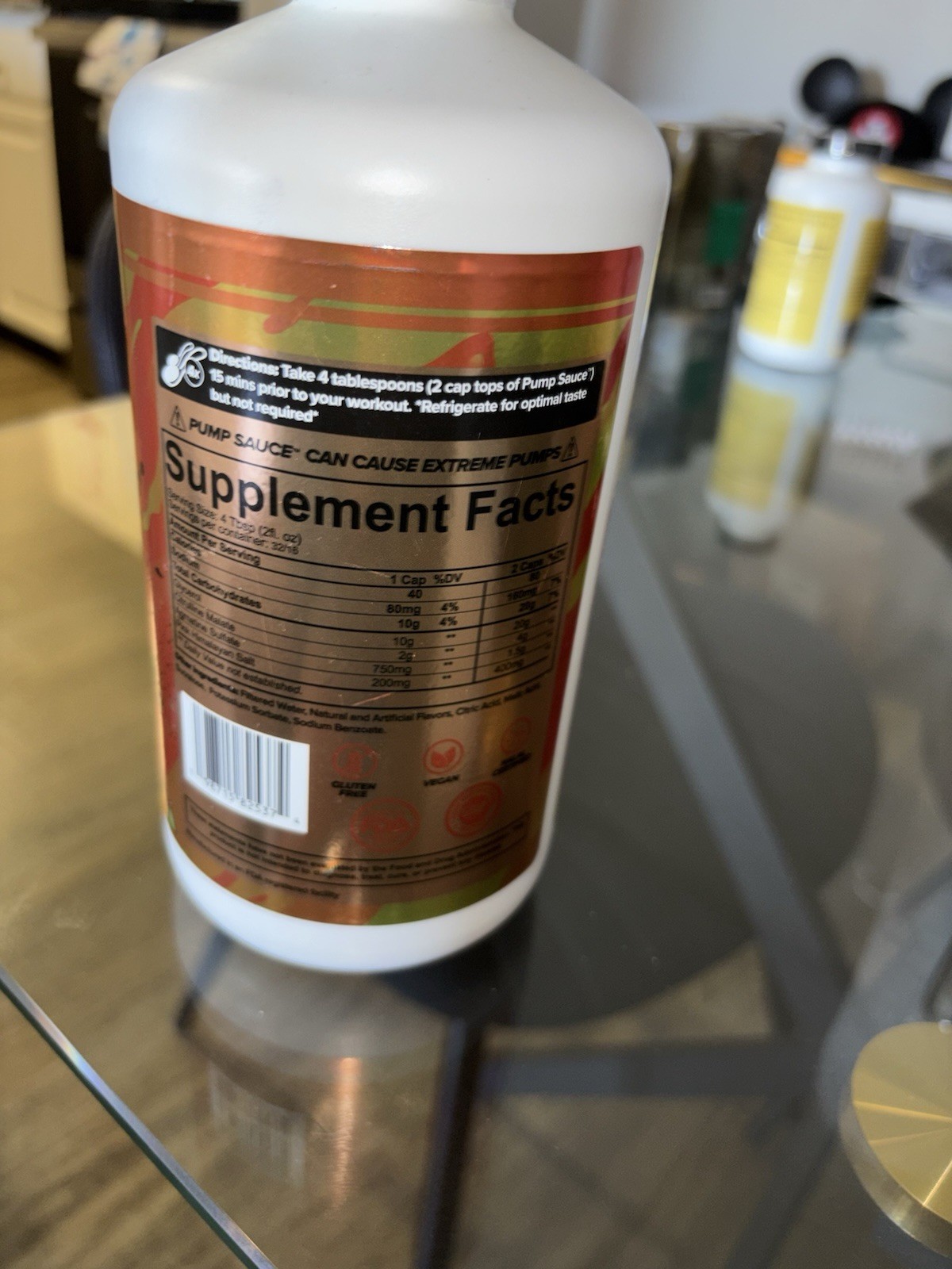 Pump Sauce Stim-Free Liquid Pre-Workout Supplement, Clappin’ Peach Punch 32 oz