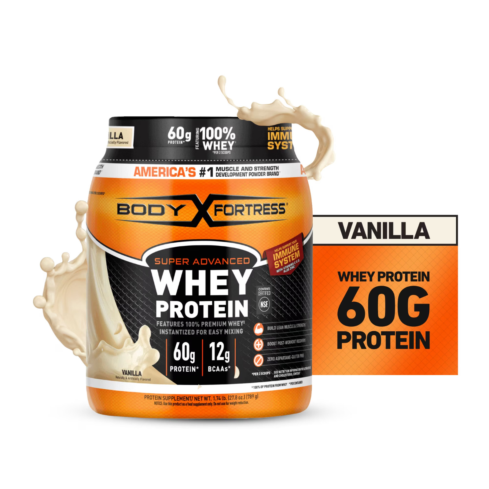 Body Fortress Super Advanced 100% Premium Whey Protein Powder-Vanilla