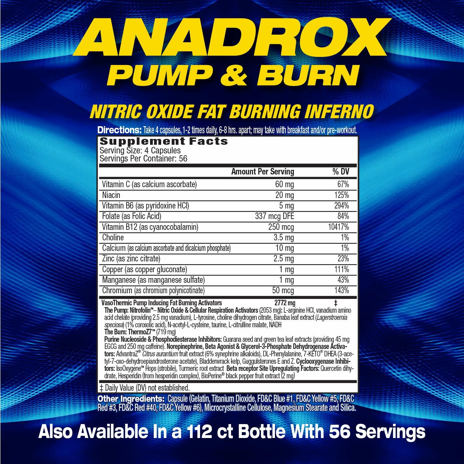 MHP ANADROX Pump & Burn Nitric Oxide Fat BURNING INFERNO – 224 Capsules