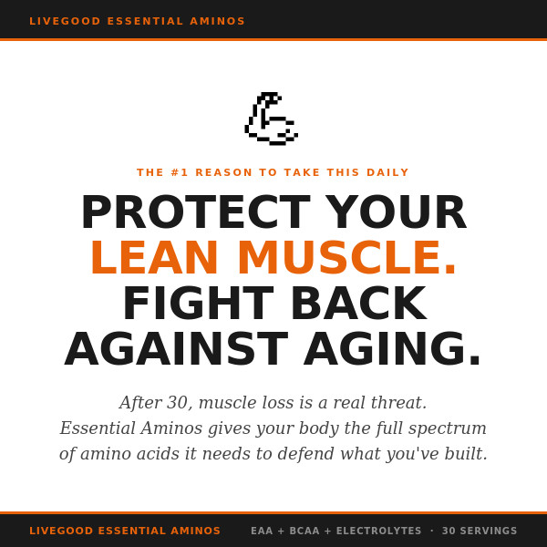 Essential Aminos EAA BCAA Powder 3000mg Citrulline Electrolytes LiveGood 30srv