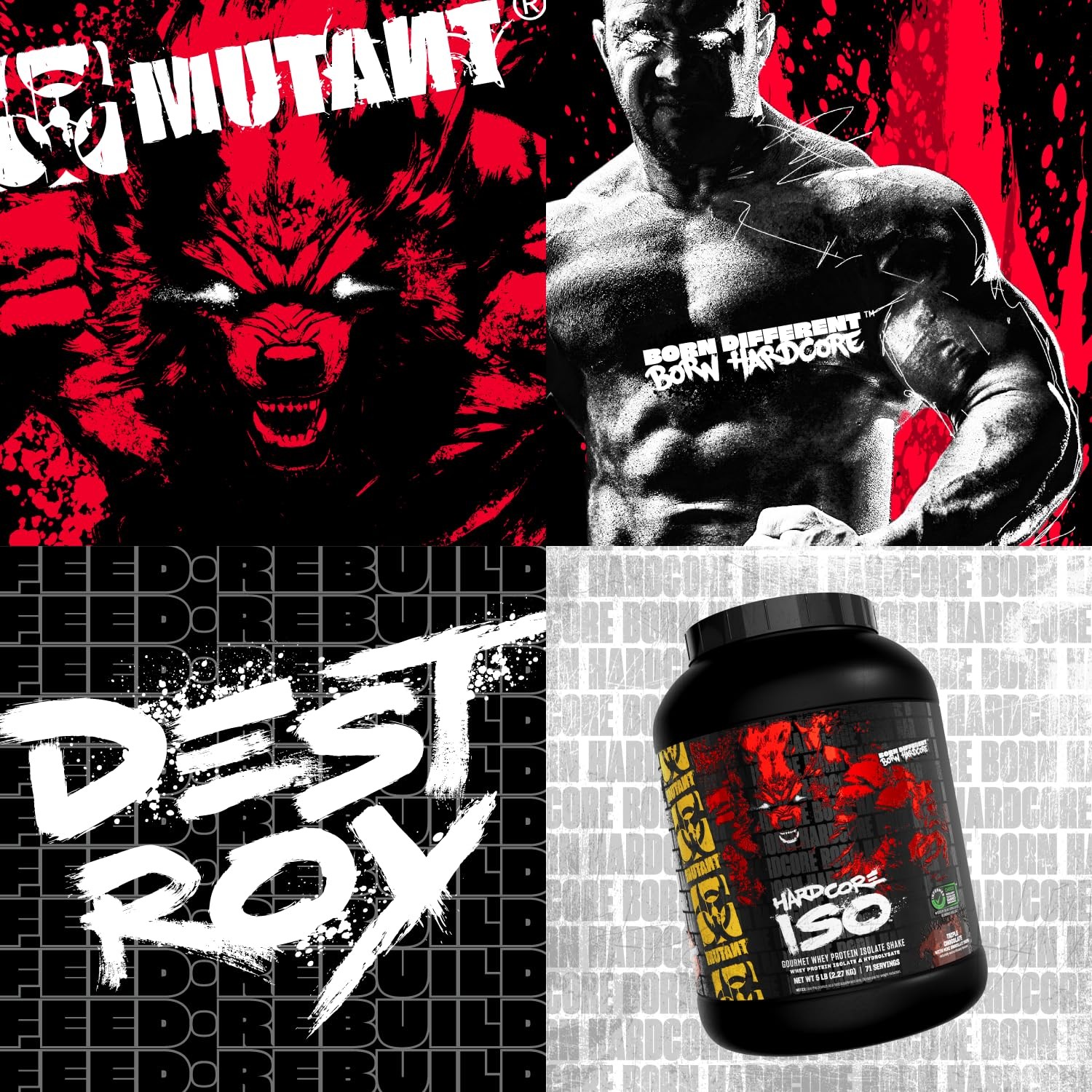 Mutant Hardcore ISO Whey Protein Isolate Powder Acts Fast to Help Recover, Bu…