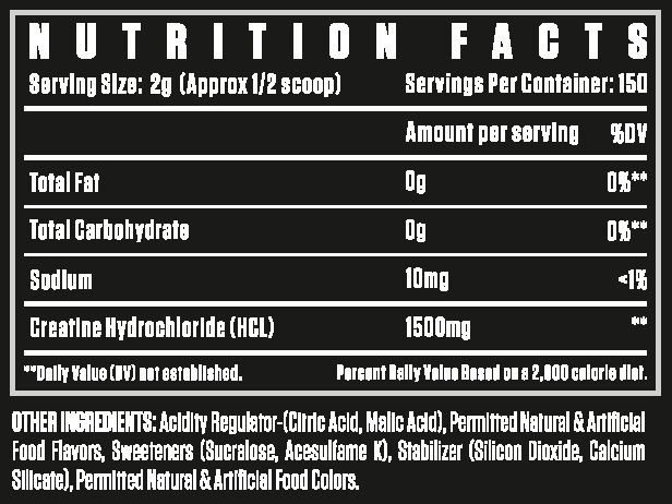 Dexter Jackson Black Series, Micronized Creatine HCL 1500 MG 150 Servings