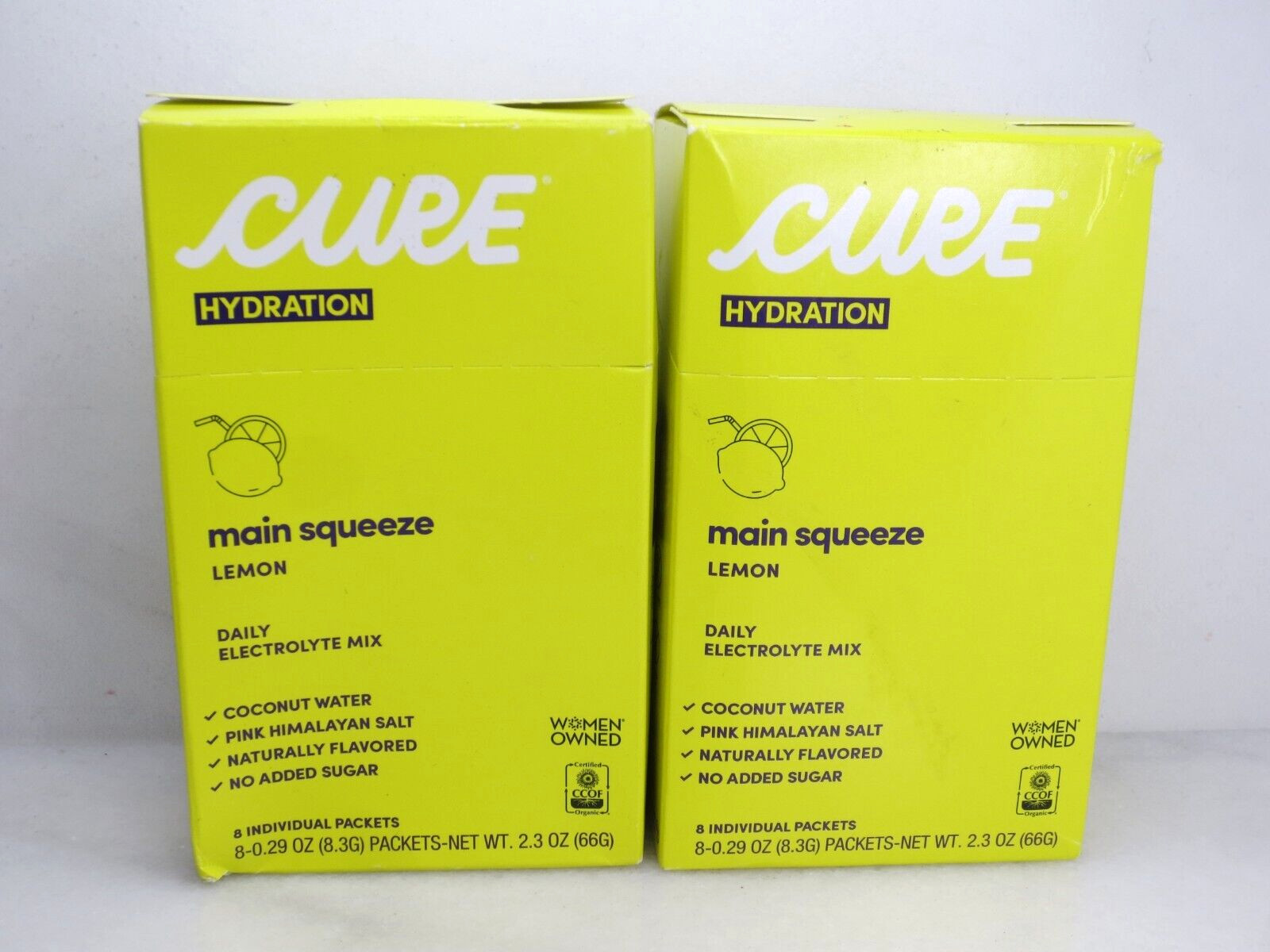 CURE HYDRATION MAIN SQUEEZE LEMON DAILY ELECTROLYTE MIX 8 PACKETS EXP: 2026 2PCS