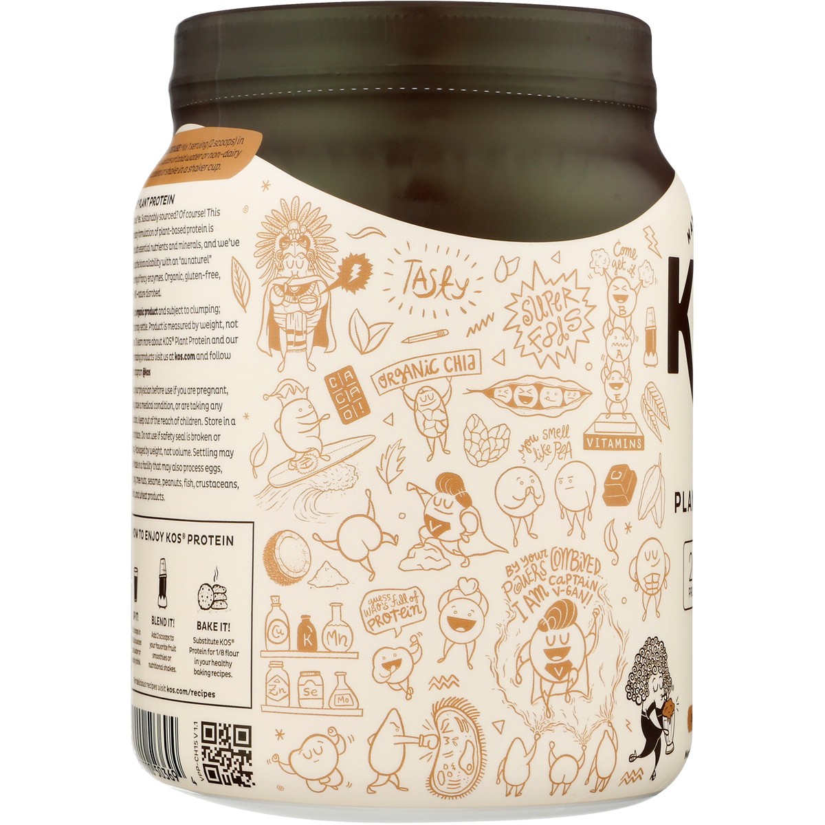 Kos Natural Powered Organic Plant Protein Powder Chocolate 20.6 Oz 1 Pack