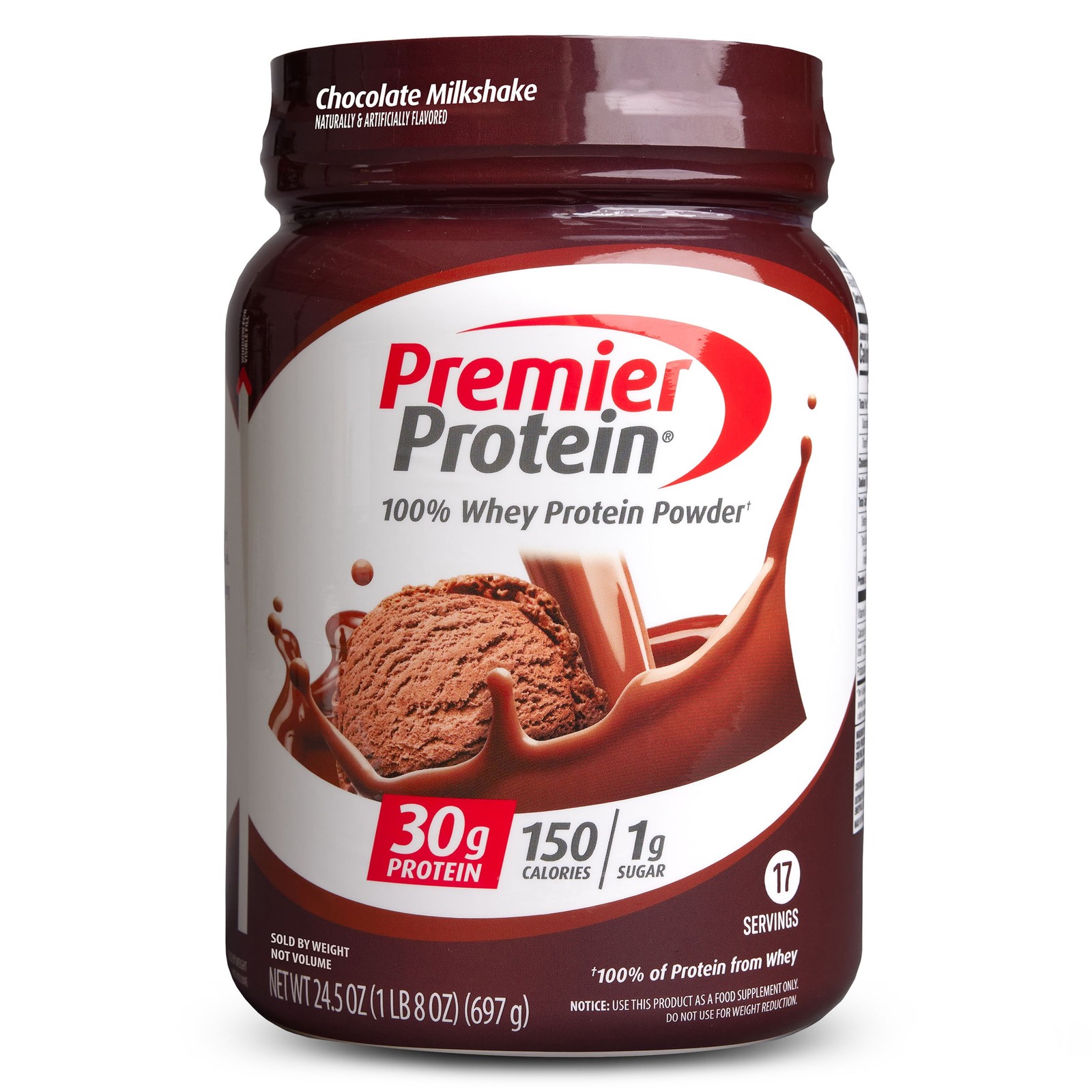 100% Whey Protein Powder, Chocolate Milkshake, 30g Protein, 24.5 oz, 1.5 lb