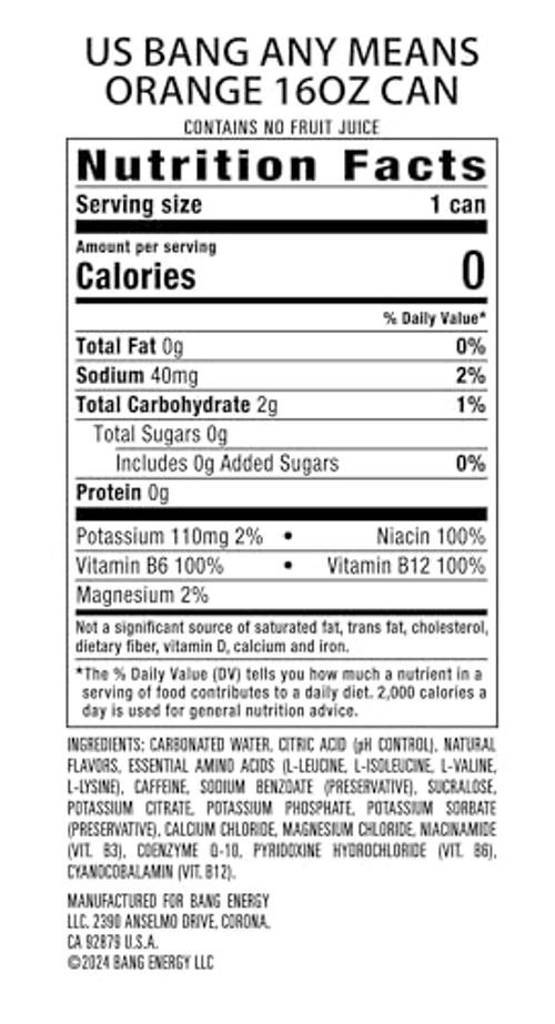 Energy Any Means Sugar-Free Energy Drink, 16-Ounce | Pack of 12 Orange