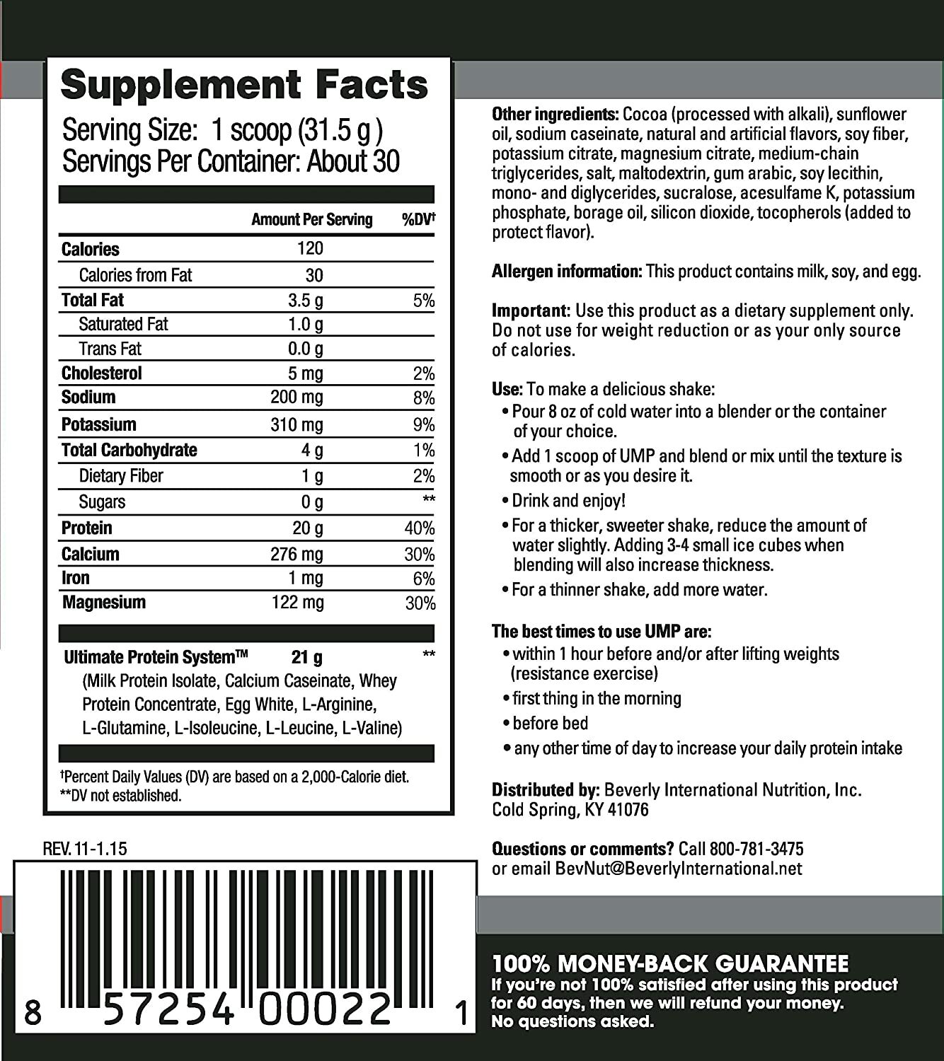 Beverly International UMP – Ultimate Muscle Protein, 930 grams (32.8 oz)