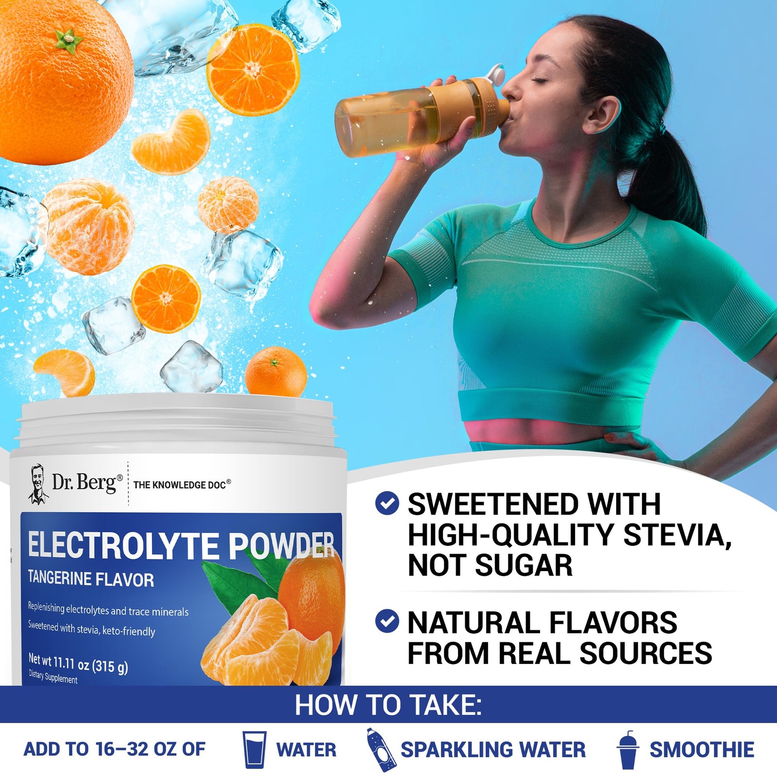 Dr. Berg Zero Sugar Hydration Keto Electrolyte Powder 10.29 Ounce (Pack of 1)