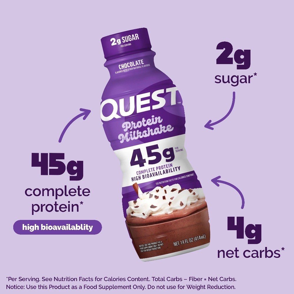 , 45g High Protein Chocolate Flavored Milkshake, Ready to Drink, 4 Count