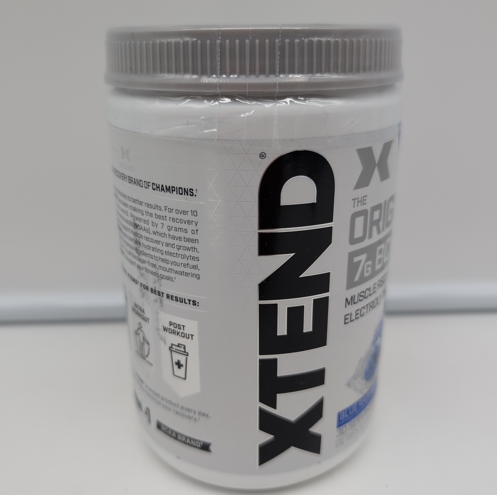 XTEND Original 7g BCAA Blue Raspberry Ice Muscle Recovery 30 Serv 14.3oz BB 8/27