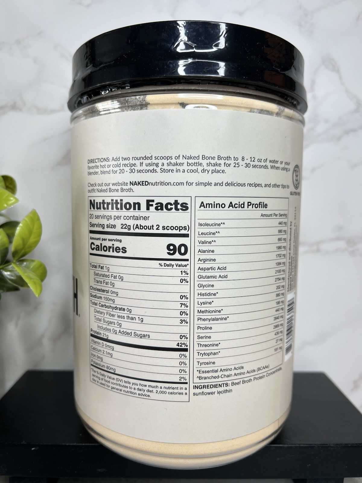 Naked Bone Broth Protein Powder 20 Serv 1lb (440g) Exp 01/2028
