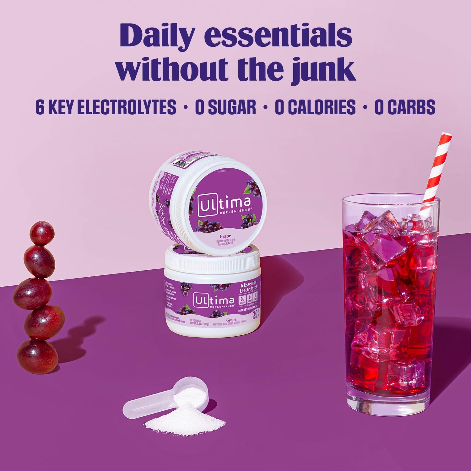 Ultima Replenisher Daily Electrolyte Powder 3.8 Ounce (Pack of 1), Grape