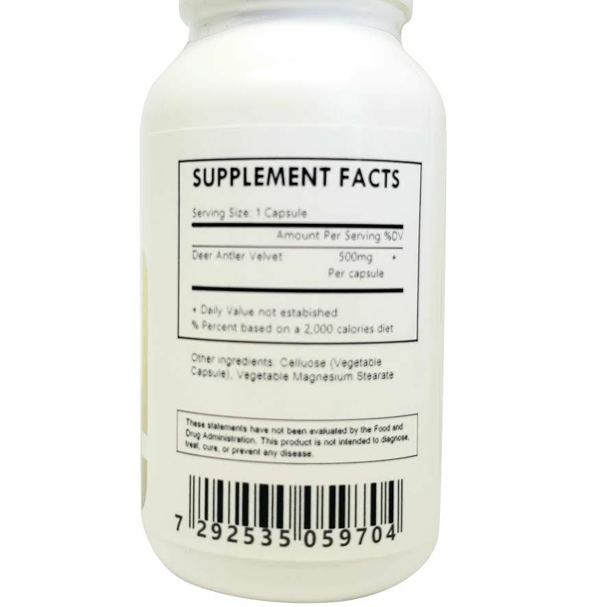 500 Deer Antler Velvet Extract 4:1 Powder Capsules 500mg (Cervi Cornu)Free Ship