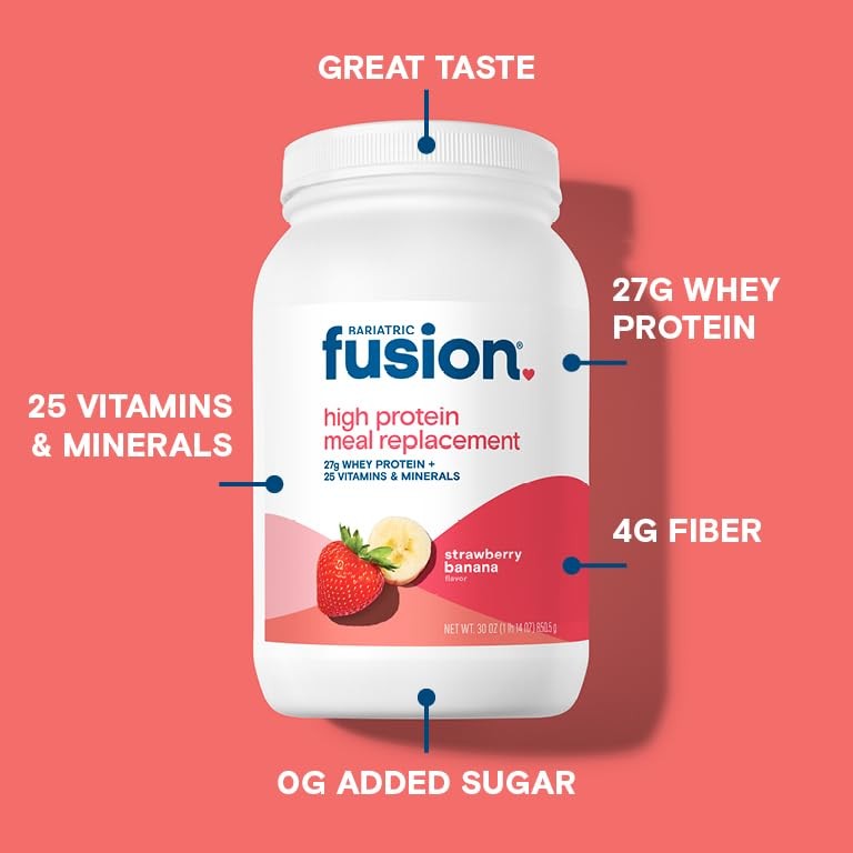 Bariatric Fusion Strawberry Banana Meal Replacement 27g Protein Powder, 21 Se…
