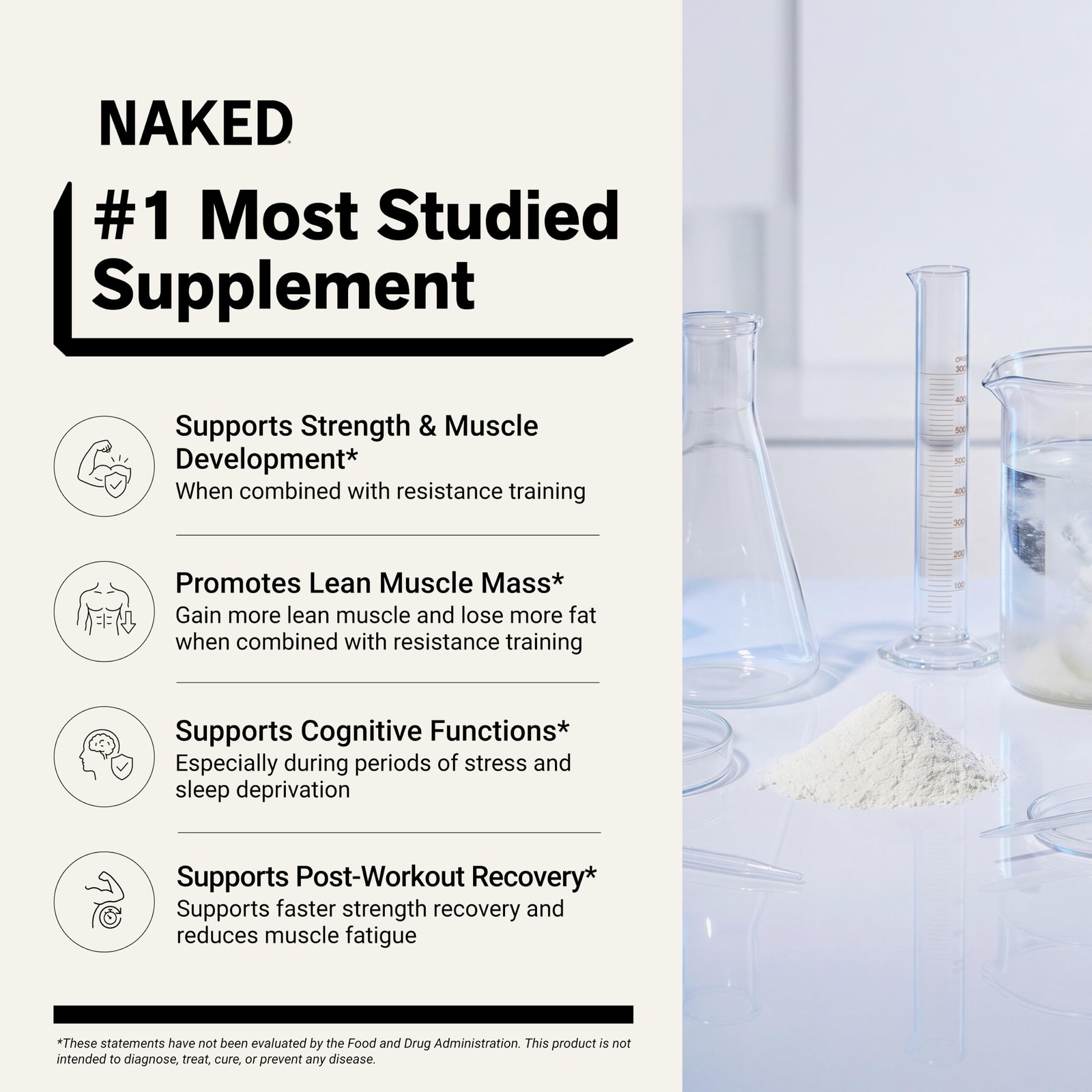 NAKED Pure Micronized Creatine Monohydrate 100 Servings (Pack of 1), Blue