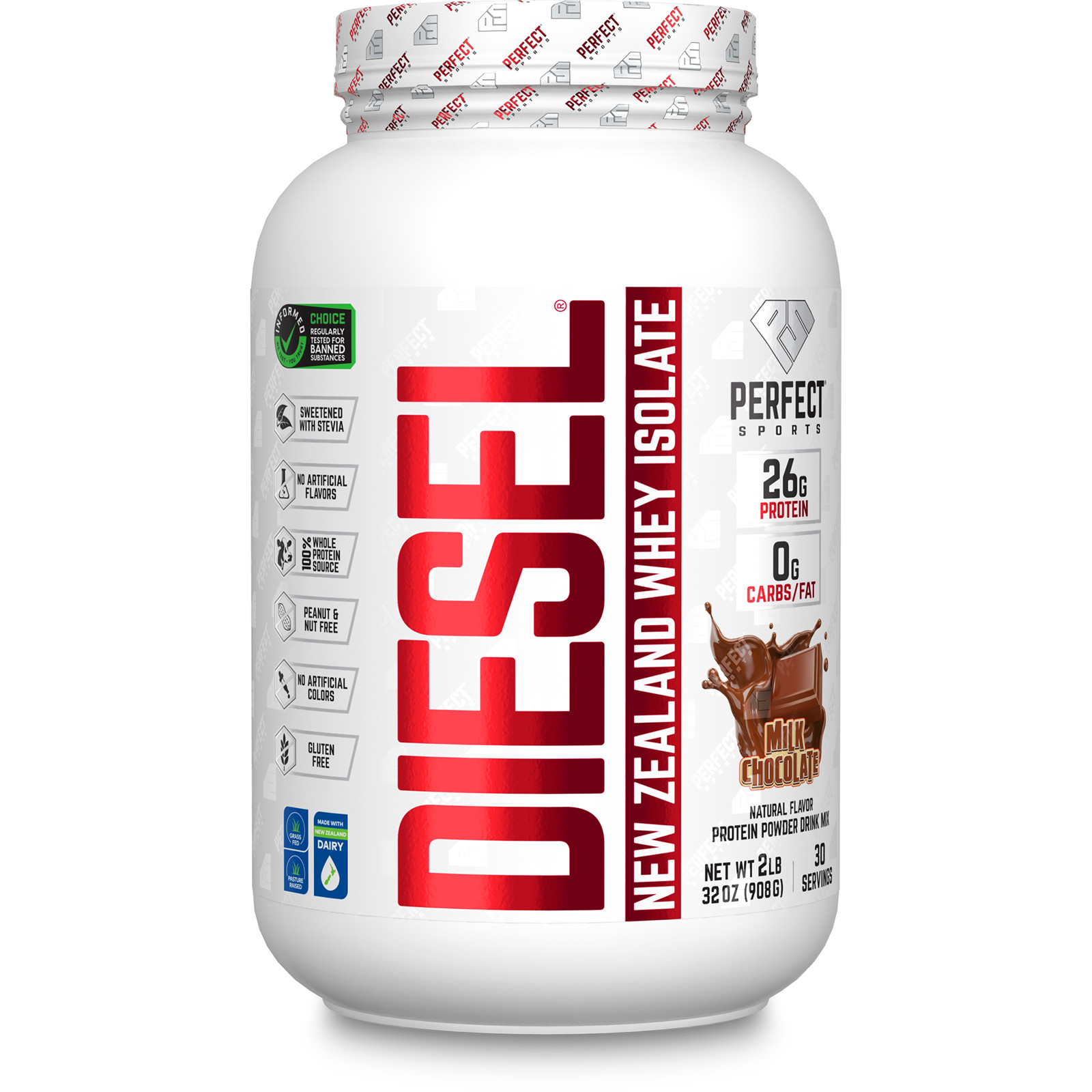 Diesel, New Zealand Whey Isolate, Milk Chocolate, 2 lbs (908 g)