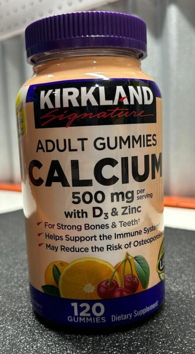 Kirkland Signature Calcium 500 MG With D3 & Zinc, 120 Adult Gummies
