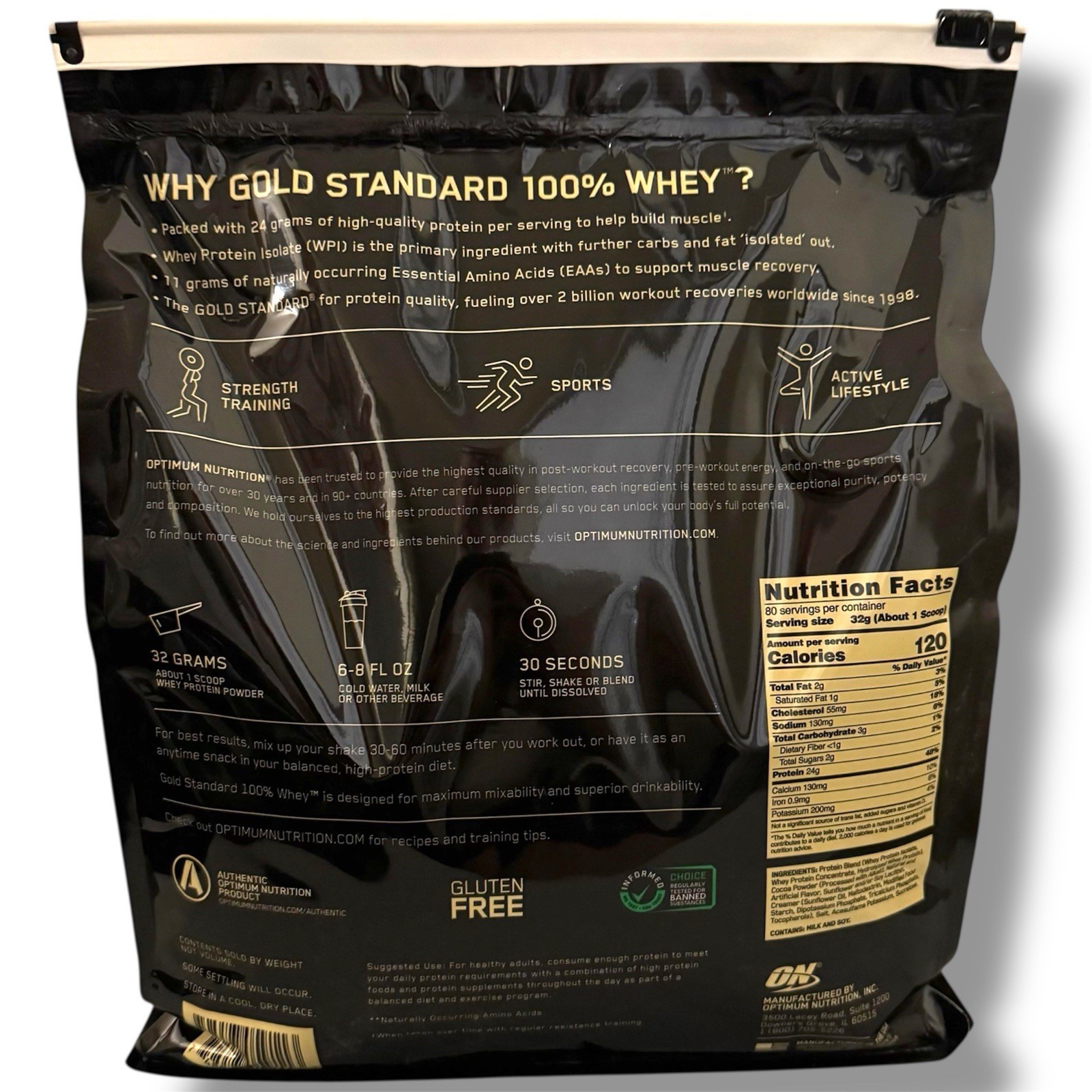 Optimum Nutrition Gold Standard 100% Whey Protein Milk Chocolate 5.64 LB 80Srvgs