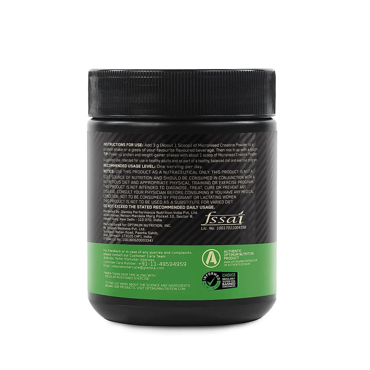 2 XOptimum Nutrition (ON) Micronized Creatine Powder 100gm 83 Serves,Unflavoured