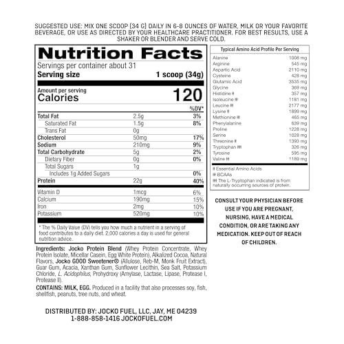 Jocko Fuel Mölk Whey Protein Powder 22g Protein – Low Sugar Monk Fruit Blend …