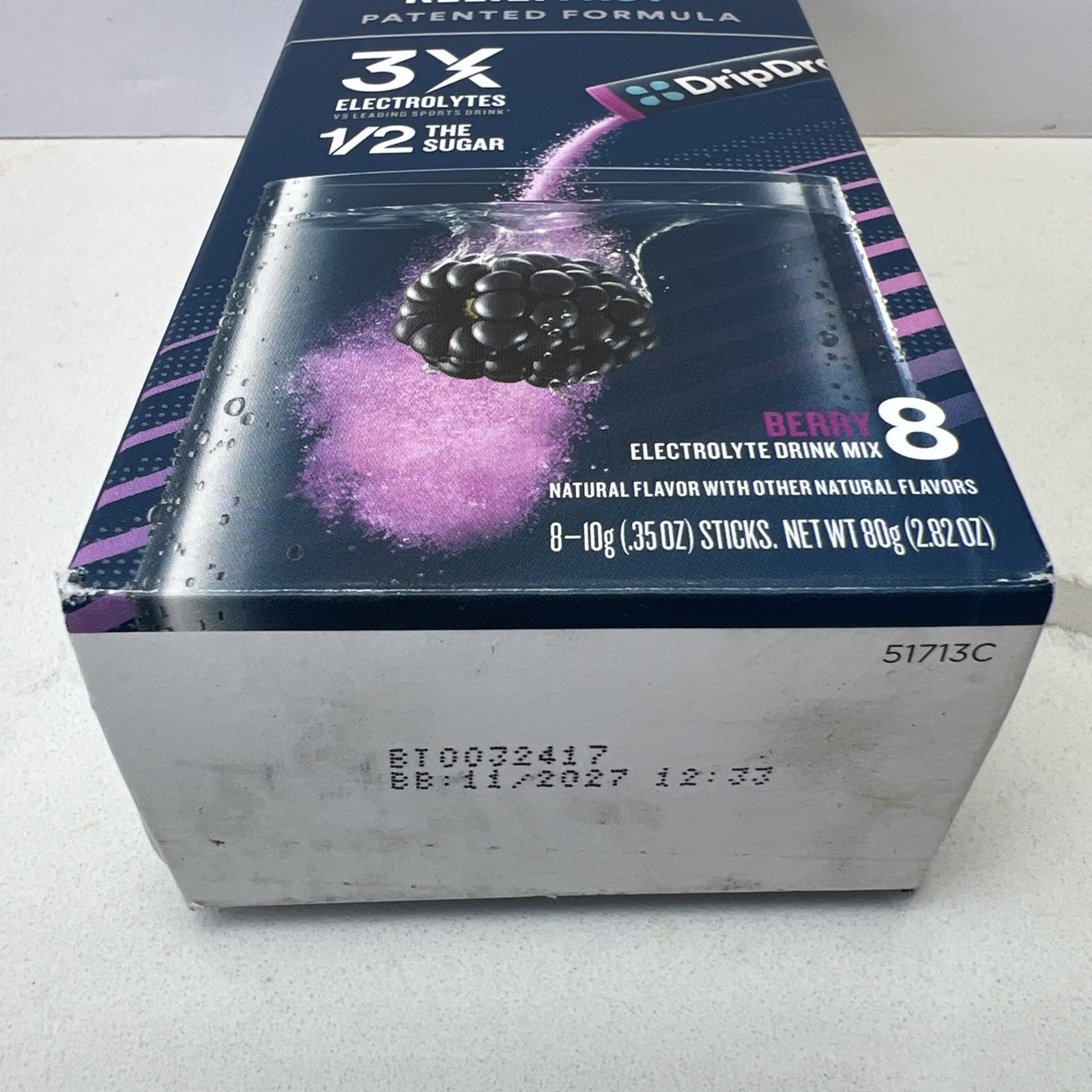 DripDrop Dehydration Relief Fast 3 Boxes = 24 Berry Electrolyte Sticks EX 06/26+