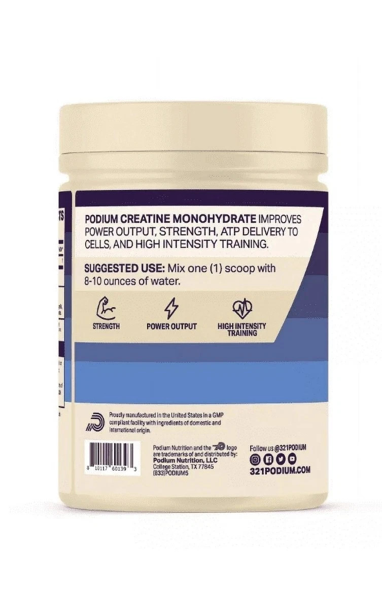 Podium Creatine Monohydrate Unflavored Nutrition Supplement 40 Servings BB: 2/26