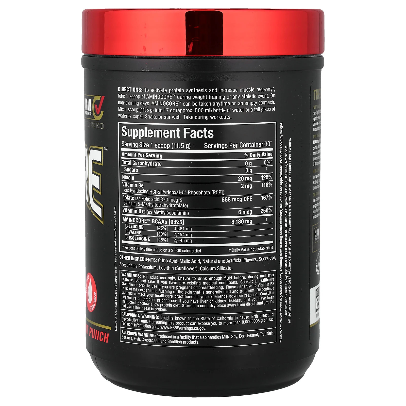 AMINOCORE BCAA, Fruit Punch, 0.69 lbs (315 g)