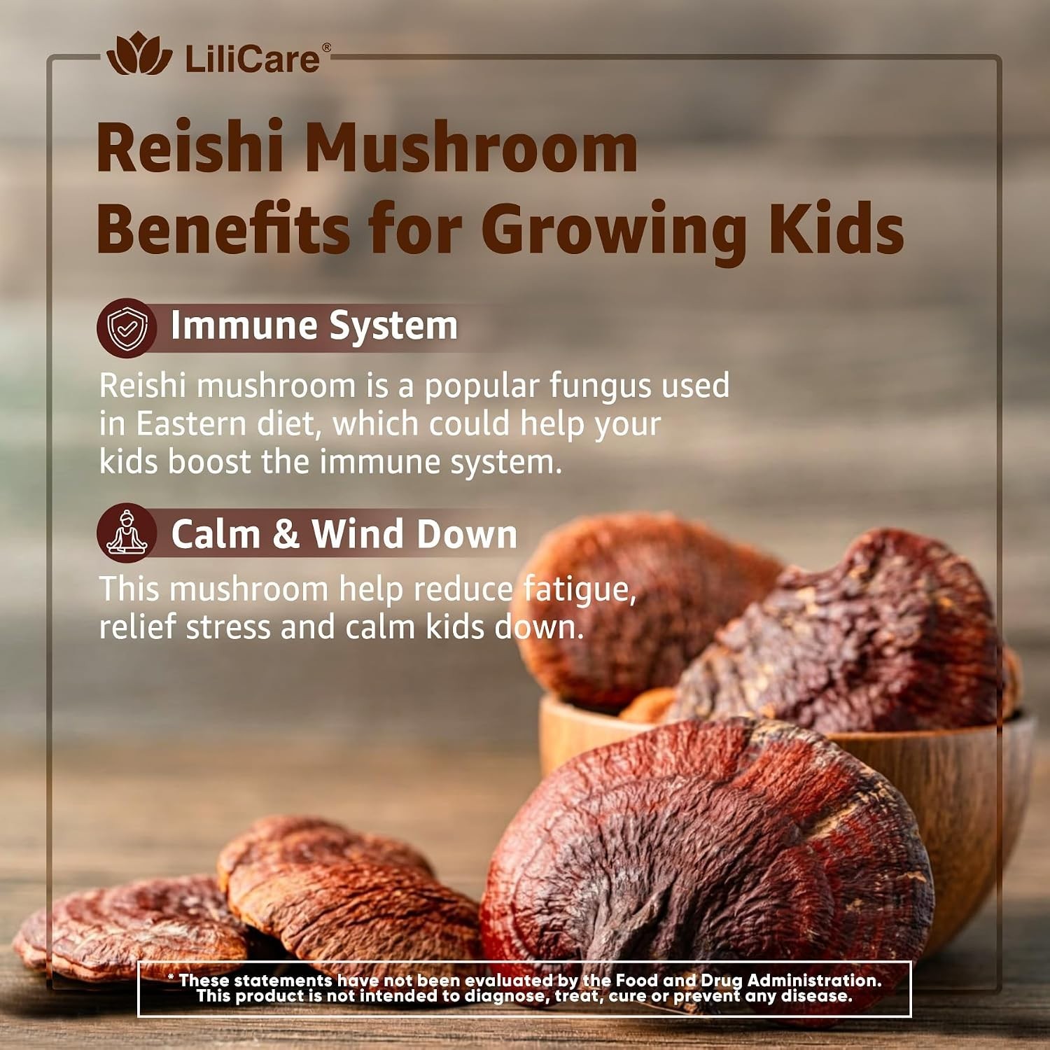 LILICARE Kids Reishi Mushroom Sleep Gummies – Melatonin Free Sleep Gummies