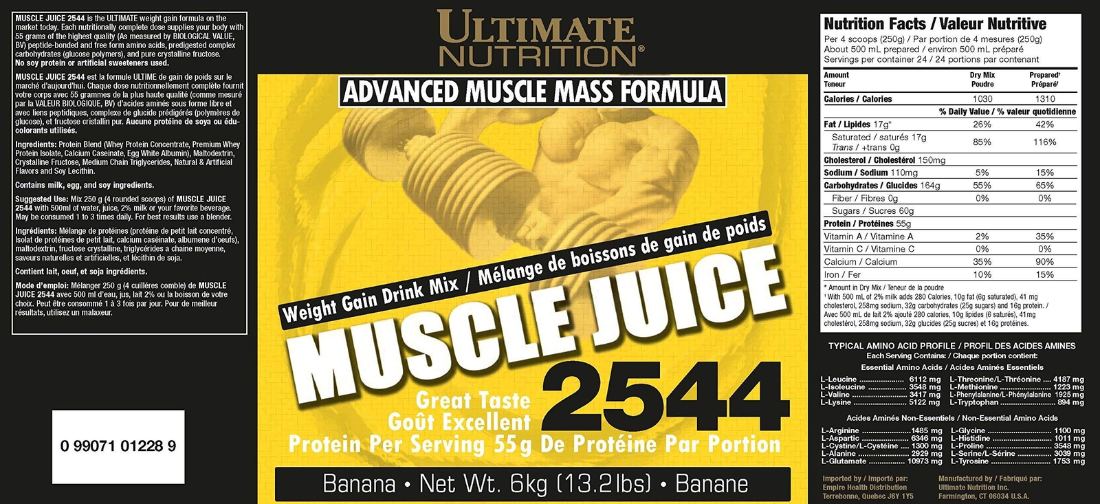 Ultimate Nutrition Muscle Juice 2544, Lean Muscle Mass Classic Gainer