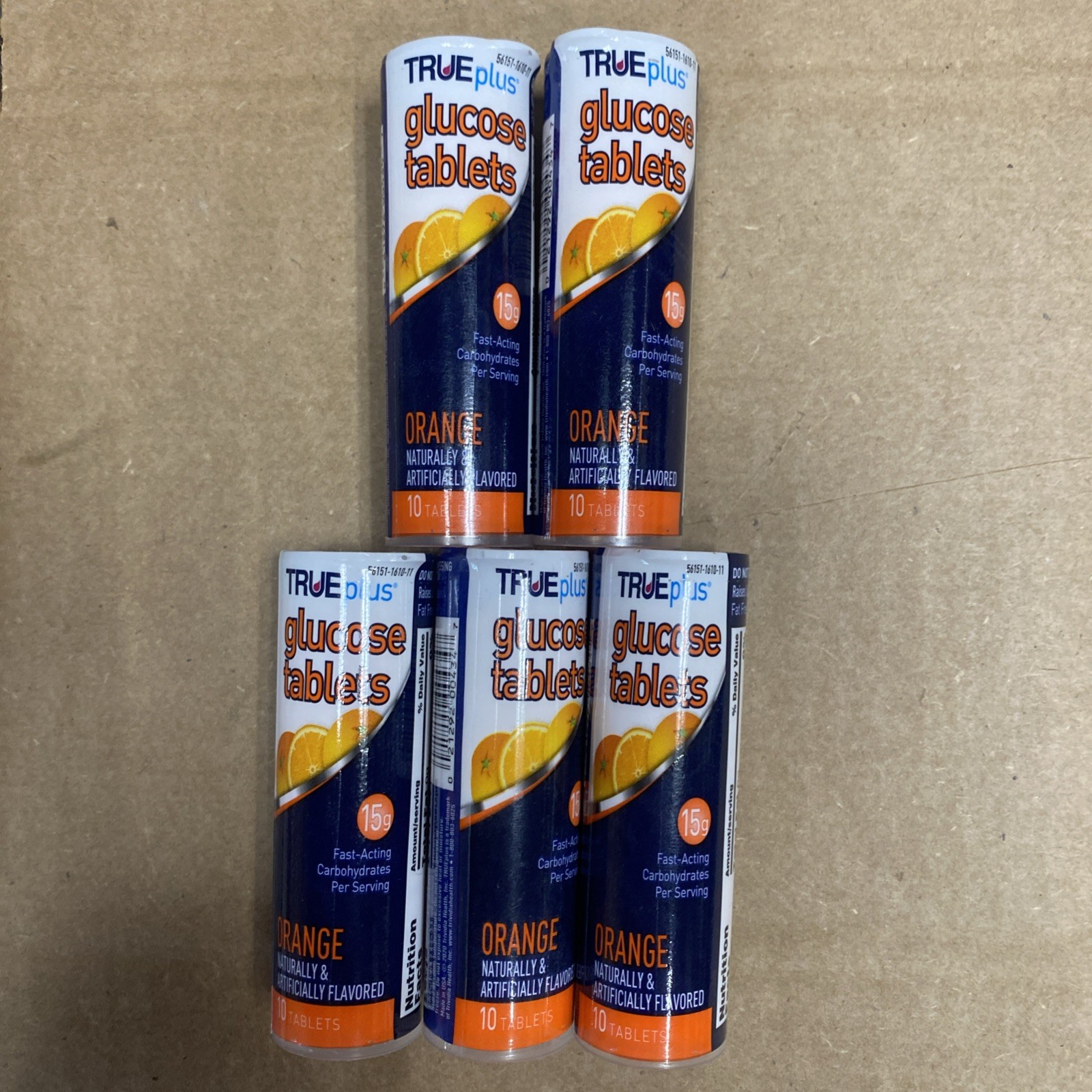TRUEplus Glucose Tablets, Orange Flavor – 6X 10ct Tubes 10 Count (Pack of 5)