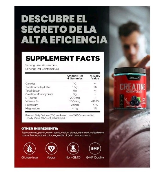 Creatine Monohydrate Gummies 5000mg Energy Muscle Recovery Pre-Workout NEW