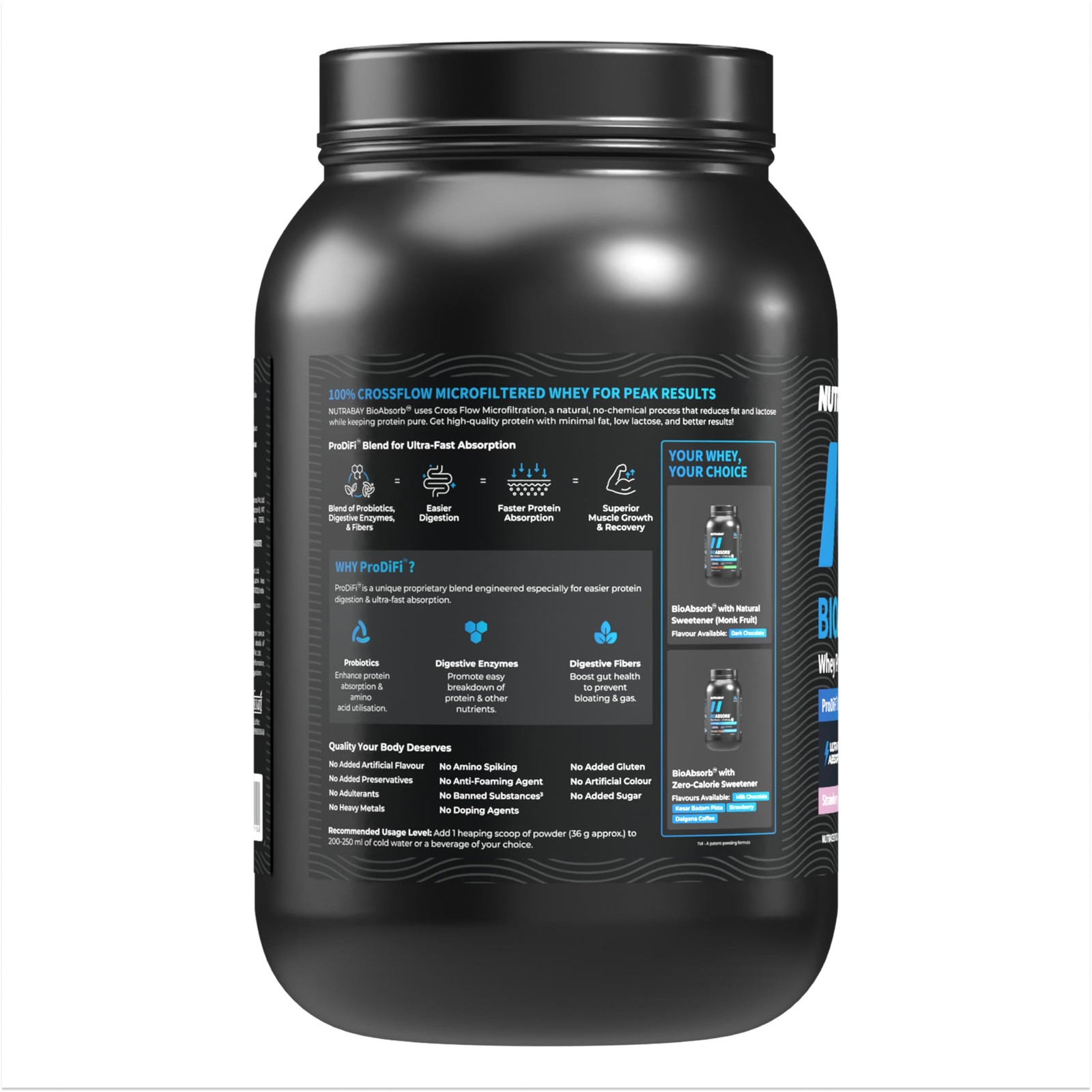 Nutrabay BioAbsorb Whey 1kg | 26g Protein Strawberry