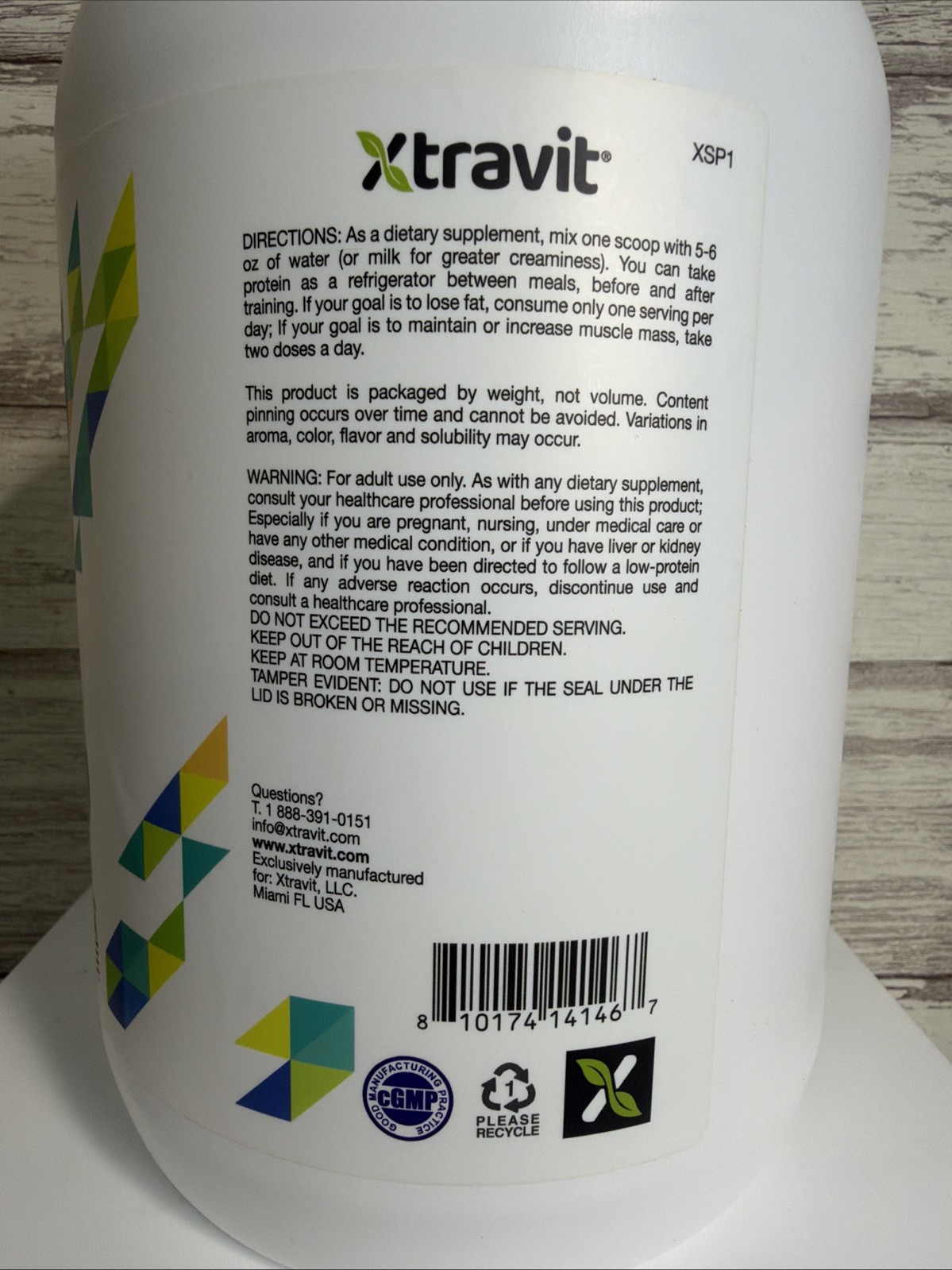 Xtravit Whey Protein Isolate Vanilla 30 Servings 25g Protein 38.8oz Exp 03/2028