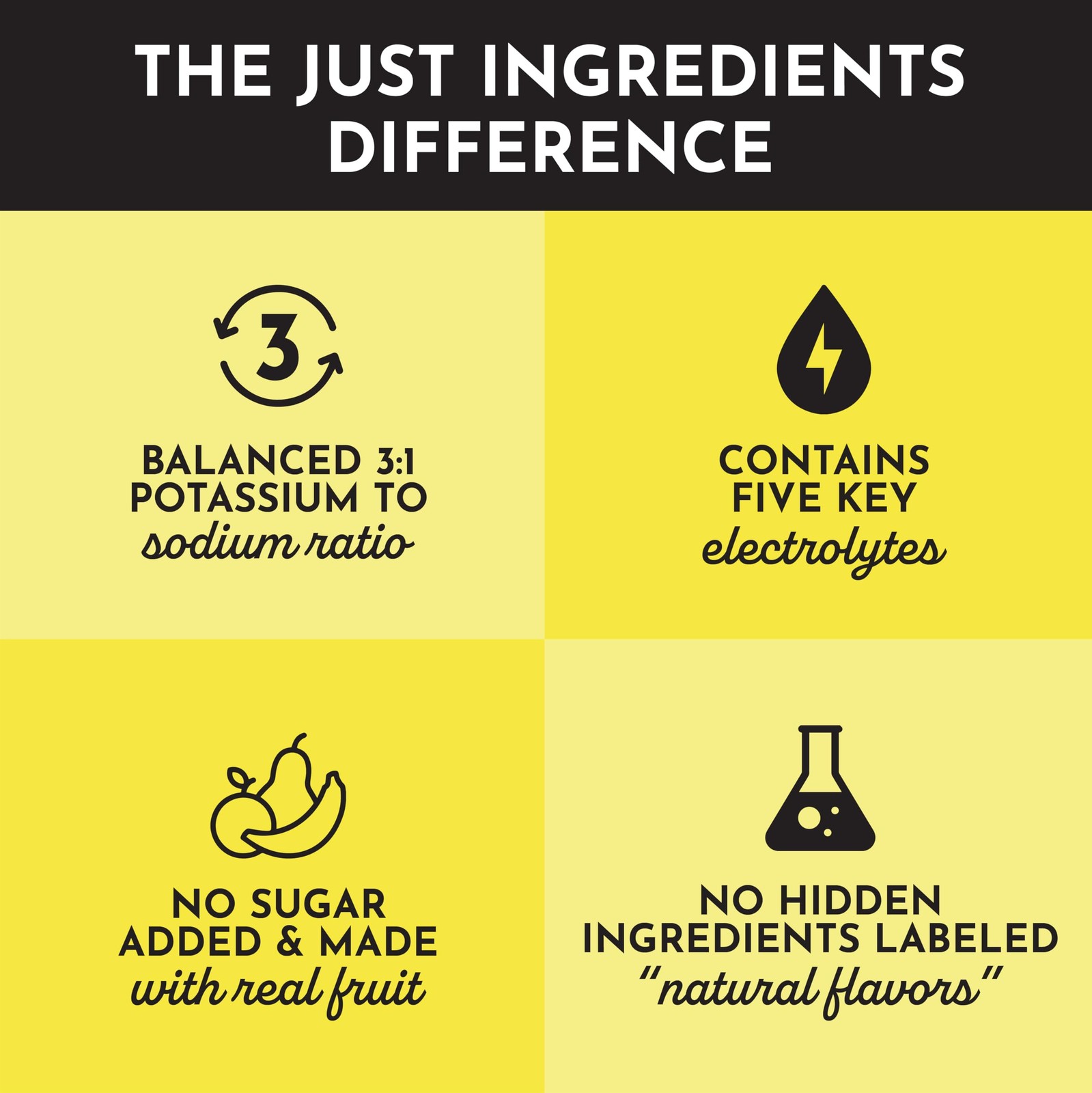 JUST INGREDIENTS Lemonade Electrolytes Drink Mix – Coconut Water, Sea Salt
