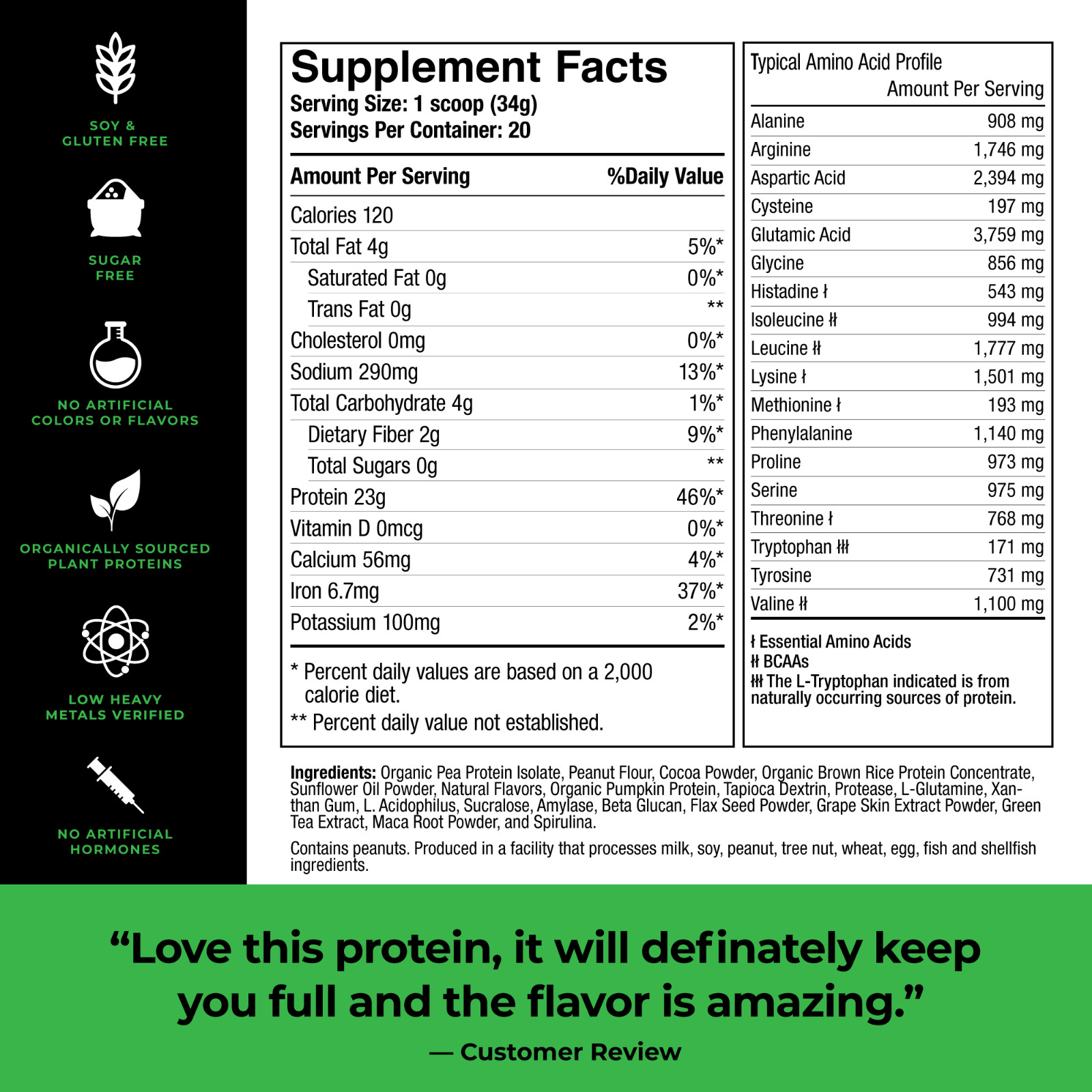 Tripact Vegan Protein–Non-GMO–Organic Plant Proteins – Chocolate Peanut Butter