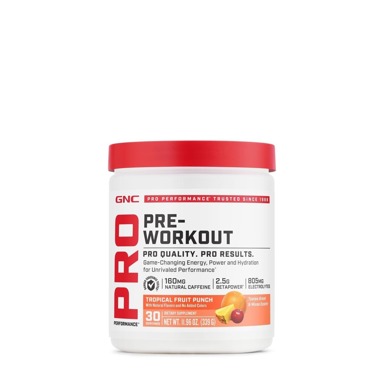 Pre-Workout Supplement Tropical Fruit Punch | 30 Servings | Energy & Focus Boost