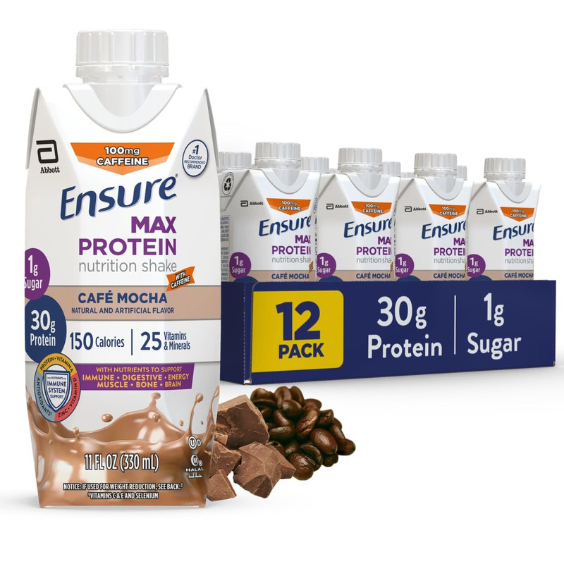 Ensure Max Protein Cafe Mocha Nutrition Shake 30G Protein 1G Sugar 4G Fiber