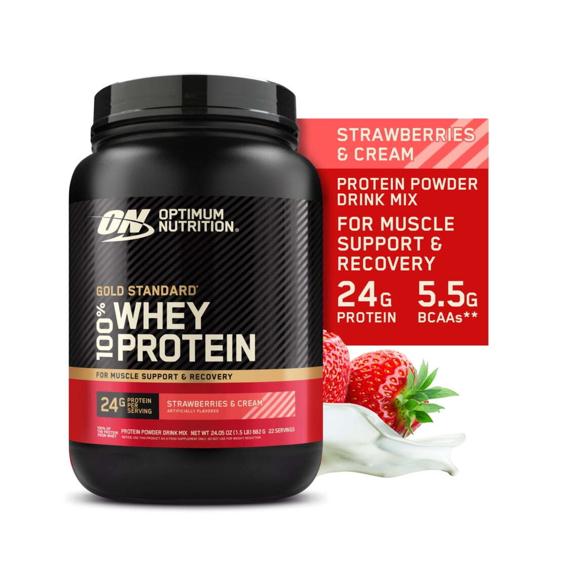Optimum Nutrition Gold Standard 100% Whey Protein Powder, Strawberries & Cream